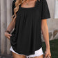 Ruched Square Neck Short Sleeve Blouse