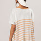 BiBi V Neck Striped Short Sleeve Top - Brand BiBi