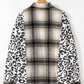 Plus Size Leopard Plaid Button Up Long Sleeve Shacket