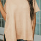 Waffle-Knit Slit Short Sleeve Sweater