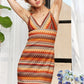 ADORA Contrast Striped V-Neck Mini Dress