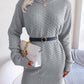 Round Neck Long Sleeve Mini Sweater Dress