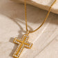 18K Gold-Plated Inlaid Zircon Cross Necklace