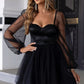 Sweetheart Neck Balloon Sleeve Mini Dress
