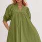 Oh Frill Notched Puff Sleeve Babydoll Mini Dress