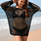 Backless Boat Neck Long Sleeve Cover Up