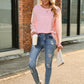 Full Size Round Neck Lace Long Sleeve T-Shirt Plus Size