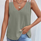 Lace Detail Waffle-Knit V-Neck Tank