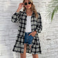 Ruffle Hem Plaid Button Down Long Sleeve Dress