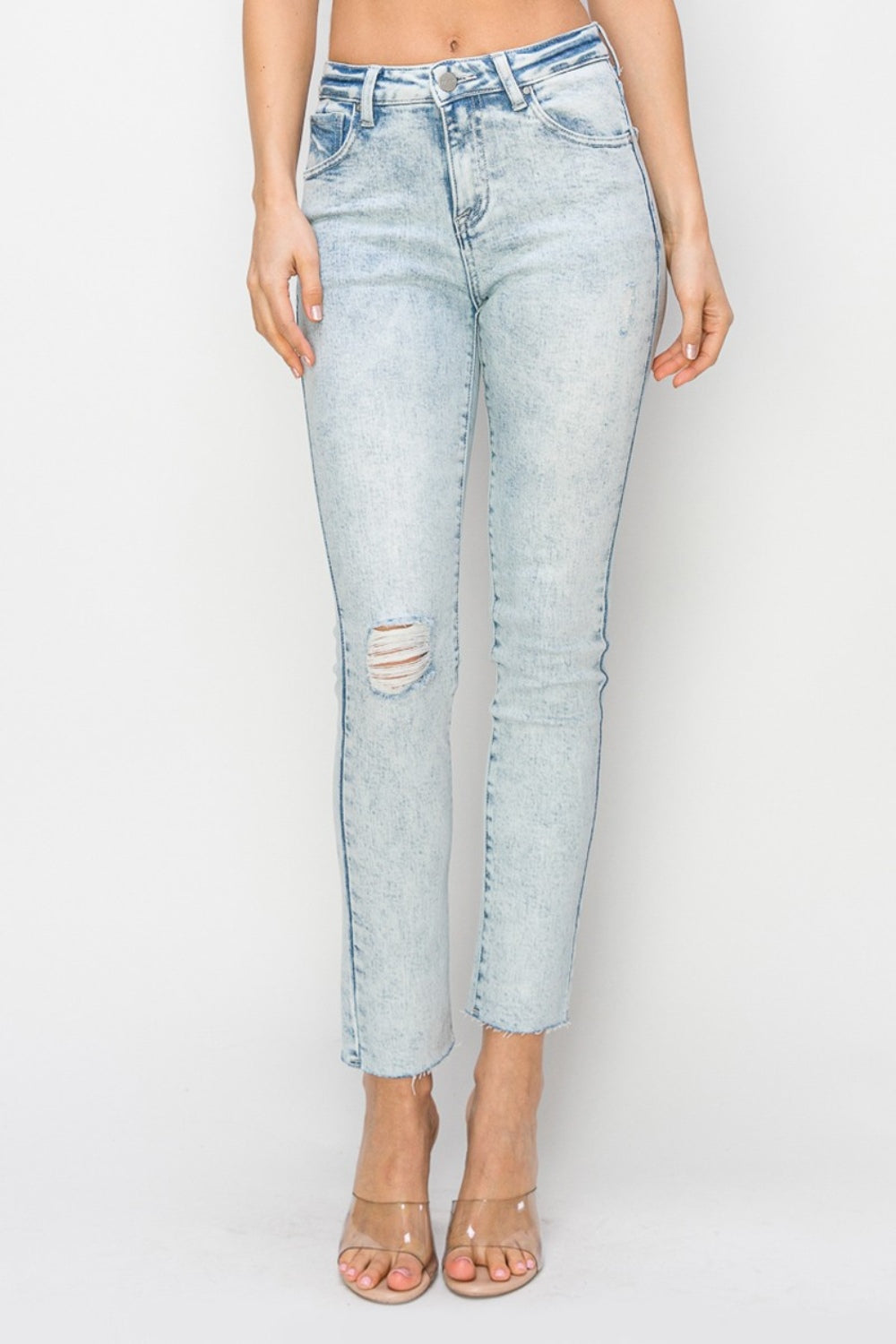 Risen Full Size High Rise Distressed Skinny Jeans *