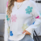 Flower Round Neck Long Sleeve Sweater