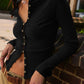 Ribbed Round Neck Long Sleeve Top
