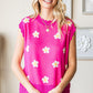 First Love Full Size Flower Pattern Round Neck Sweater Vest