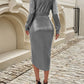 Devine Tied Boat Neck Long Sleeve Dress