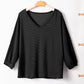 Texture V-Neck Long Sleeve Top