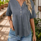 Notched Dropped Shoulder Half Sleeve T-Shirt