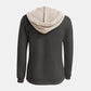 Full Size Waffle-Knit Contrast Long Sleeve Hoodie
