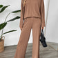 Perfee Quarter Button Long Sleeve Top and Pants Set