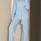 V-Neck Long Sleeve Top and Drawstring Pants Sweater Set