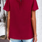 Swiss Dot Smocked Round Neck Short Sleeve Blouse