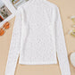 Flower Lace Mock Neck Long Sleeve Top
