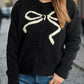 Bow Button Down Round Neck Cardigan