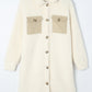 Collared Neck Long Sleeve Longline Teddy Jacket