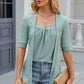 Full Size Eyelet Half Sleeve T-Shirt