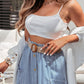 Frill Midi Skirt with Pockets