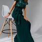 Full Size Sequin Round Neck Short Sleeve Wide Leg Jumpsuit