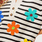 BiBi Flower Patch Striped Half Button Sweater Vest - Brand BiBi
