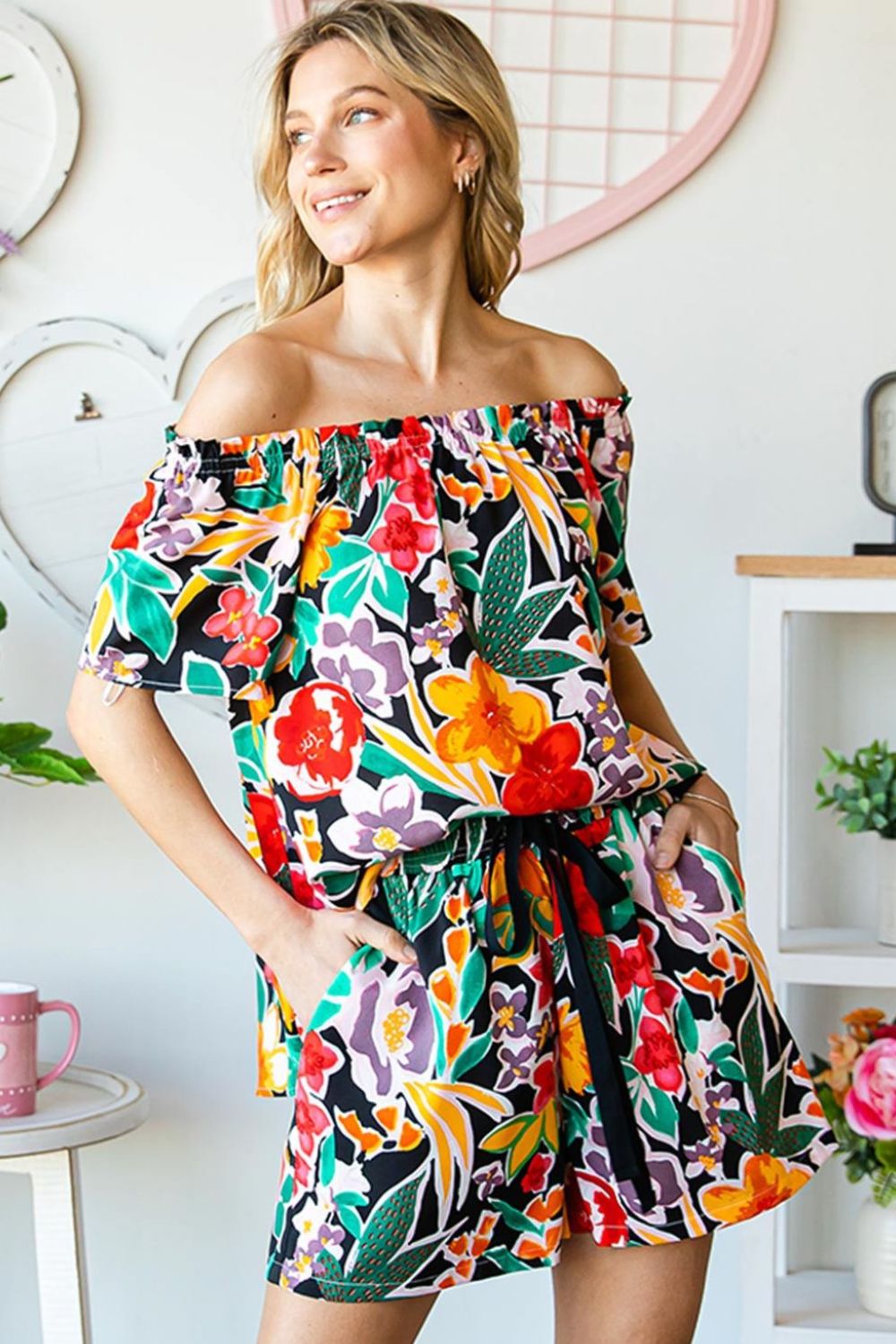 Cotton Bleu by Nu Label Floral Off-Shoulder Top *
