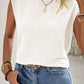 Opaque Basic Style Round Neck Cap Sleeve Blouse