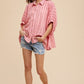 Annie Wear Striped Button Up Half Sleeve Shirt