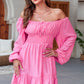 Smocked Balloon Sleeve Off-Shoulder Mini Dress
