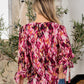 Sew In Love Full Size Printed V-Neck Blouse with Sleeve Knot