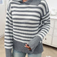 Striped Collared Neck Long Sleeve Sweater
