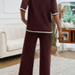 Devine Contrast Trim Half Sleeve Top and Pants Set