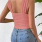 Full Size Textured Square Neck Wide Strap Tank