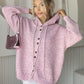 Drawstring Button Down Hooded Cardigan