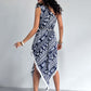 Fringe Printed Single Shoulder Dress