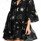 Ruched Printed Three-Quarter Sleeve Mini Dress