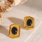 18K Gold-Plated Stainless Steel Agate Earrings