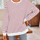 Lovelet Striped Round Neck Long Sleeve Sweatshirt