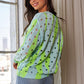 Davi & Dani Two-Tone Ribbed Hem Openwork Knit Top