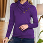 Buttoned Mock Neck Long Sleeve Blouse