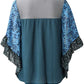 Full Size Printed Round Neck Three-Quarter Sleeve Blouse