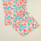 Printed Notched Cap Sleeve Top and Pants Set