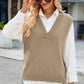 Side Slit V-Neck Sweater Vest