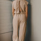 Drawstring Round Neck Cap Sleeve Jumpsuit